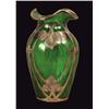 Image 1 : Silver Overlay Green Glass Vase