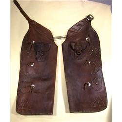 Brown Leather Cowboy Chaps