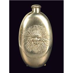 Silver Flask Native American Motif