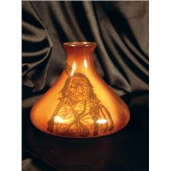 Milk Glass Vase Indian Motif