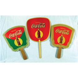 3 Coca Cola Cardboard Fans