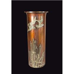 Silver Overlay Bronze Vase