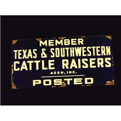 Porcelain Sign for Texas Cattle Raisers