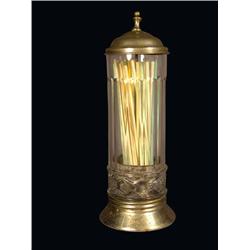 Straw Holder Tin and Glass