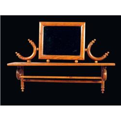 Stick and Ball Oak Shelf w/mirror