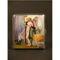 Silver and Enamel Cigarette Case