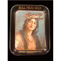 1910 Bull Frog Beer Tin Serving Tray