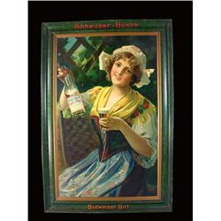 Anheuser Busch Budweiser Girl Tin Sign