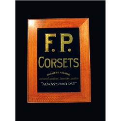 F.P. Corsets Reverse Glass Sign