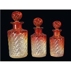 Lot of 3 Baccarat Amberina Bottles