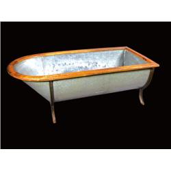 Tin Bath Tub w/wood trim