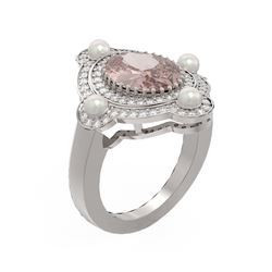 4.43 ctw Morganite & Diamond Ring 18K White Gold