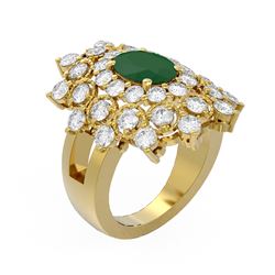 6.12 ctw Emerald & Diamond Ring 18K Yellow Gold