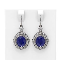 9.52 ctw Sapphire & Diamond Earrings 18K White Gold