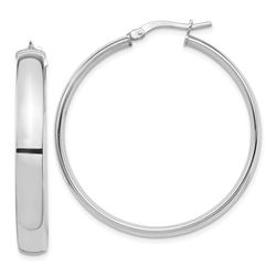 14k White Gold High Polished 5 mm Hoop Earrings - 46 mm