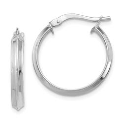 14k White Gold Polished Medium 3 mm Hoop Earrings - 48 mm