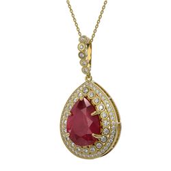 15.87 ctw Certified Ruby & Diamond Victorian Necklace 14K Yellow Gold