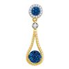 Image 1 : 10kt Yellow Gold Womens Round Blue Color Enhanced Diamond Cluster Pendant 1/3 Cttw