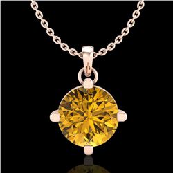 1 ctw Intense Fancy Yellow Diamond Art Deco Necklace 18k Rose Gold