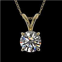 0.77 ctw Certified Quality Diamond Solitaire Necklace 10k Yellow Gold