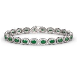 11.58 ctw Emerald & Diamond Micro Pave Halo Bracelet 10k White Gold