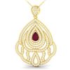 Image 1 : 2 ctw Ruby & Micro Pave VS/SI Diamond Necklace 18k Yellow Gold