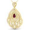 Image 2 : 2 ctw Ruby & Micro Pave VS/SI Diamond Necklace 18k Yellow Gold