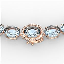 177 ctw Sky Blue Topaz & VS/SI Diamond Micro Necklace 14k Rose Gold