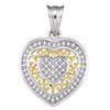 Image 1 : 10kt Two-tone Gold Womens Round Diamond Openwork Heart Pendant 1/6 Cttw
