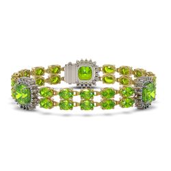 18.93 ctw Peridot & Diamond Bracelet 14K Yellow Gold