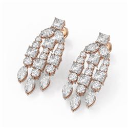 6.4 ctw Princess & Marquise cut Diamond Earrings 18K Rose Gold