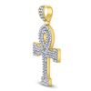 Image 2 : 14kt Yellow Gold Mens Round Diamond Ankh Cross Charm Pendant 1-5/8 Cttw