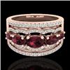 Image 1 : 2.25 ctw Garnet & Micro Pave VS/SI Diamond Designer Ring 10k Rose Gold