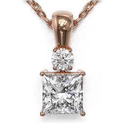 0.6 ctw Princess Cut Diamond Designer Necklace 18K Rose Gold