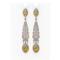 9.84 ctw Canary Citrine & Diamond Earrings 18K Rose Gold