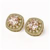 Image 2 : 11.19 ctw Morganite & Diamond Victorian Earrings 14K Yellow Gold
