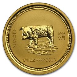 2007 Australia 1/4 oz Gold Lunar Pig BU (Series I)