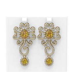 14.37 ctw Canary Citrine & Diamond Earrings 18K Yellow Gold