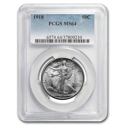 1918 Walking Liberty Half Dollar MS-64 PCGS