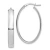 Image 1 : 14k White Gold Oval Hoop Earrings - 5x22 mm