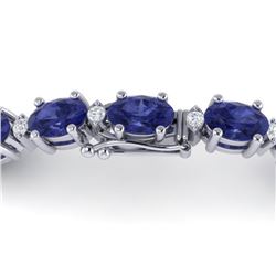 15 ctw Tanzanite & VS/SI Diamond Eternity Bracelet 10k White Gold