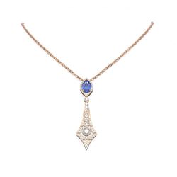5.2 ctw Tanzanite & Diamond Necklace 18K Rose Gold