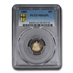 1885 Liberty Seated Dime MS-63 PCGS (PL)