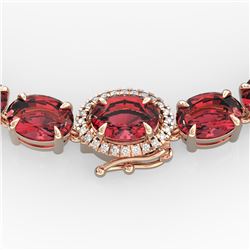 35.25 ctw Pink Tourmaline & Diamond Micro Necklace 14k Rose Gold