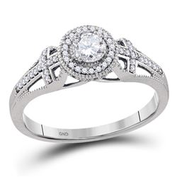 10kt White Gold Womens Round Diamond Bridal Wedding Engagement Anniversary Ring 3/8 Cttw