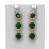 Image 1 : 21.3 ctw Emerald & Diamond Earrings 18K Rose Gold