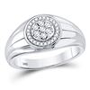 Image 1 : 10kt White Gold Mens Round Diamond Circle Cluster Ring 1/10 Cttw