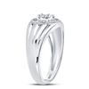 Image 3 : 10kt White Gold Mens Round Diamond Circle Cluster Ring 1/10 Cttw