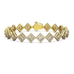 8.46 ctw Princess Cut Diamond Micro Pave Bracelet 18K Yellow Gold