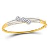 Image 1 : 14kt Yellow Gold Womens Round Diamond Triple Cluster Bangle Bracelet 1-1/4 Cttw